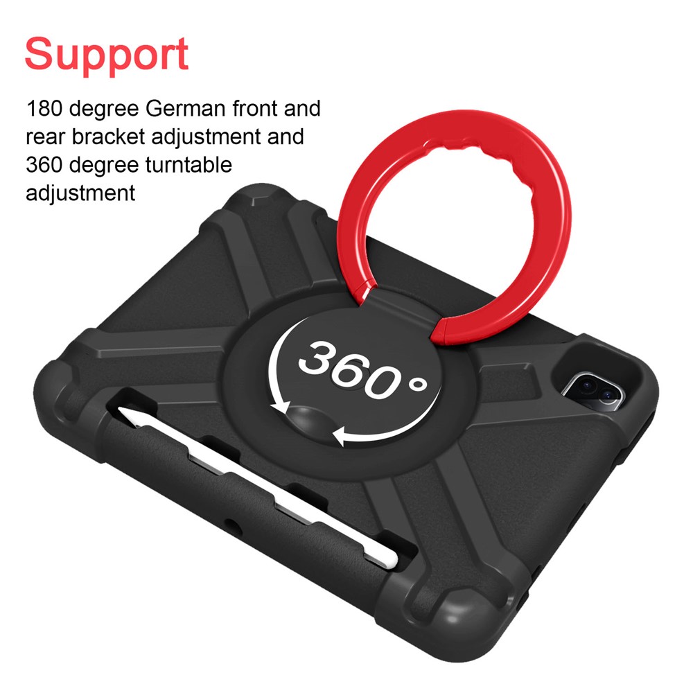 Case de Tableta Híbrida de Kickstand de 360 ​​° Giratoria Para el Aire Del Ipad de Apple (2020)/aire (2022)/Pro 11 Pulgadas (2021) (2020) - Negro/rojo