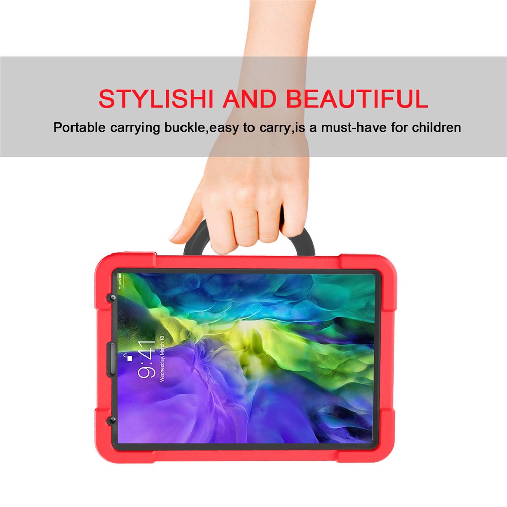 Case de Tableta Híbrida de Kickstand de 360 ​​° Giratoria Para el Aire Del Ipad de Apple (2020)/aire (2022)/Pro 11 Pulgadas (2021) (2020) - Negro Rojo