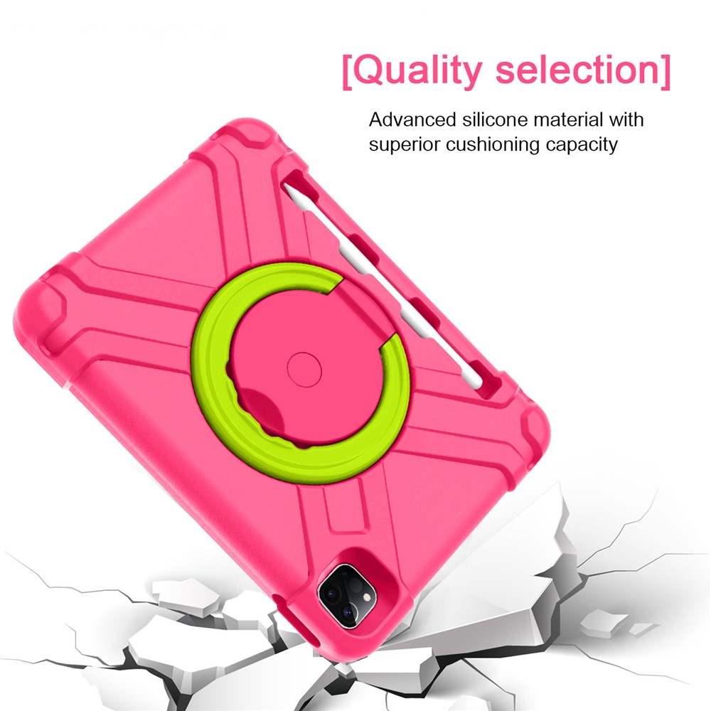 360° Swivel Kickstand PC + TPU Hybrid Tablet Case for Apple iPad Pro 11-inch (2020) - Rose/Green-3
