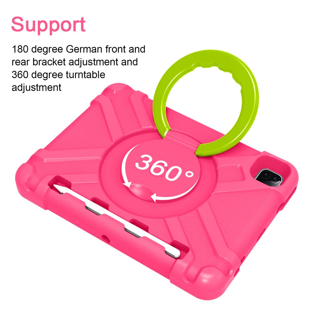 360° Swivel Kickstand PC + TPU Hybrid Tablet Case for Apple iPad Pro 11-inch (2020) - Rose/Green-4