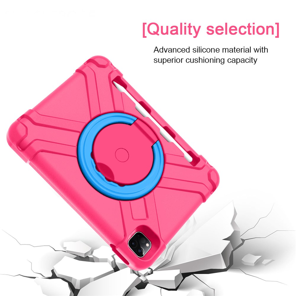 For Apple iPad Air (2020) / Air (2022) / Pro 11-inch (2022) / (2021) / (2020) 360-degree Swivel Kickstand PC + TPU Hybrid Tablet Case - Rose / Blue-3