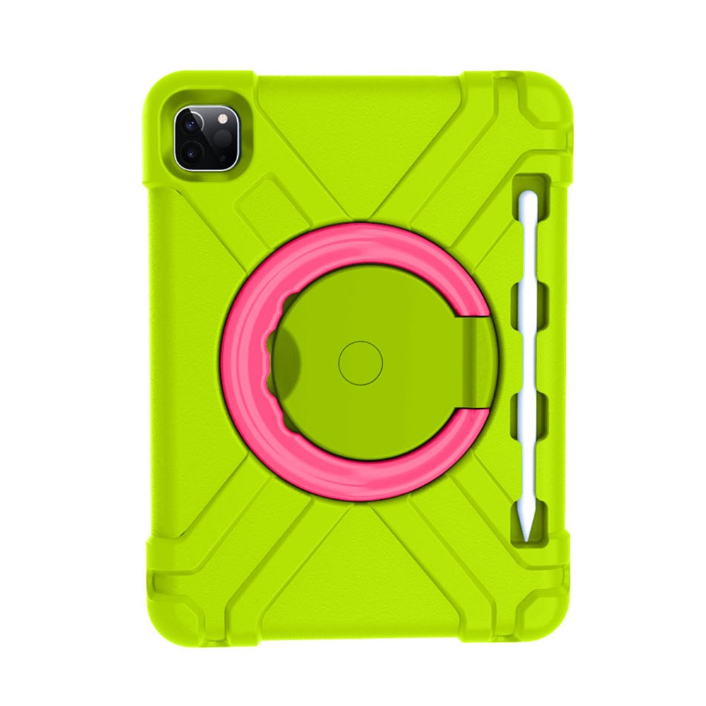 360° Swivel Kickstand PC + TPU Hybrid Tablet Case for Apple iPad Pro 11-inch (2020) - Green/Rose-1
