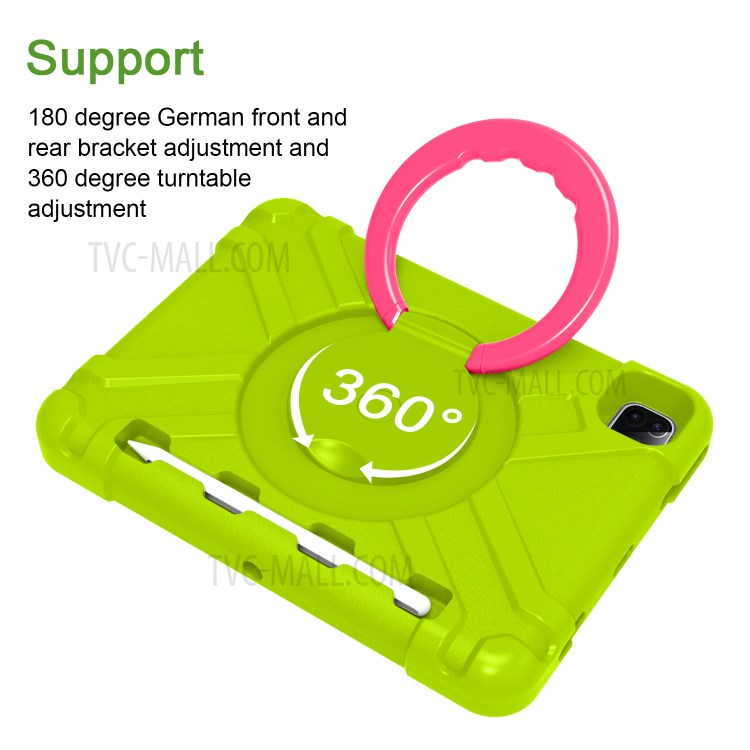 360° Swivel Kickstand PC + TPU Hybrid Tablet Case for Apple iPad Pro 11-inch (2020) - Green/Rose-6