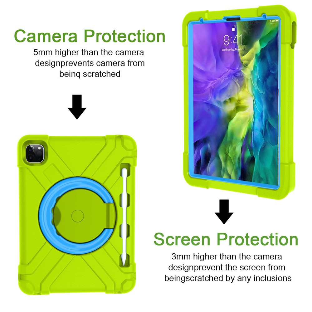 360° Swivel Kickstand PC + TPU Hybrid Tablet Case for Apple iPad Pro 11-inch (2020) - Green/Blue-2