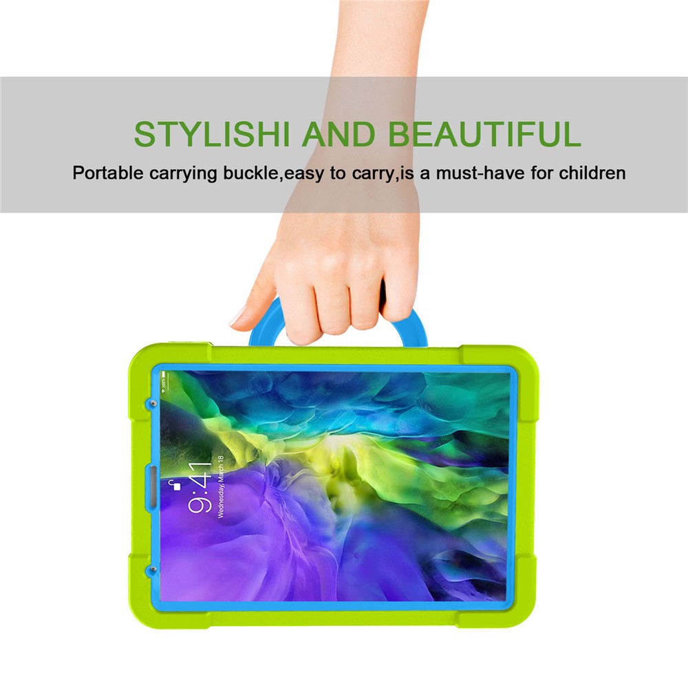 360° Swivel Kickstand PC + TPU Hybrid Tablet Case for Apple iPad Pro 11-inch (2020) - Green/Blue-5
