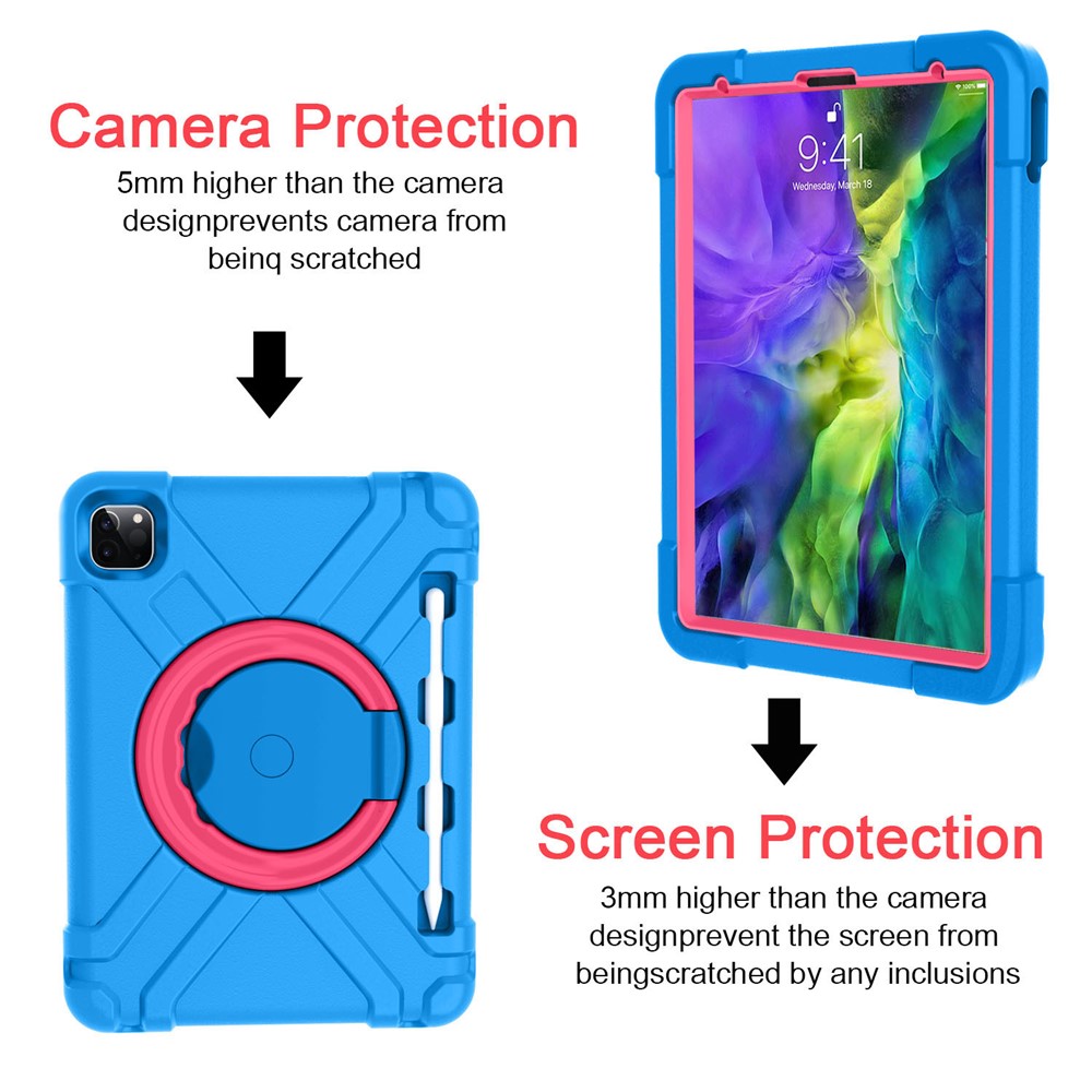 360° Swivel Kickstand PC + TPU Hybrid Tablet Case for Apple iPad Pro 11-inch (2020) - Blue/Rose-2