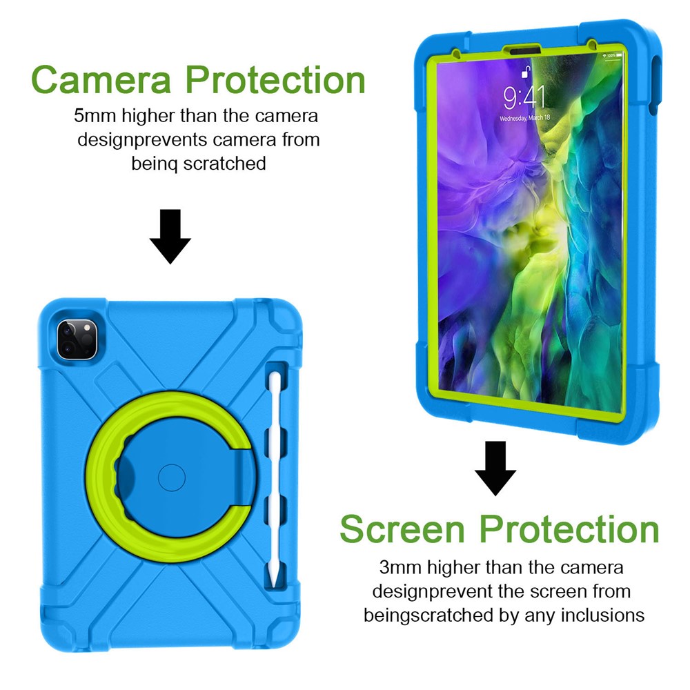 360° Swivel Kickstand PC + TPU Hybrid Tablet Case for Apple iPad Pro 11-inch (2020) - Blue/Green-2