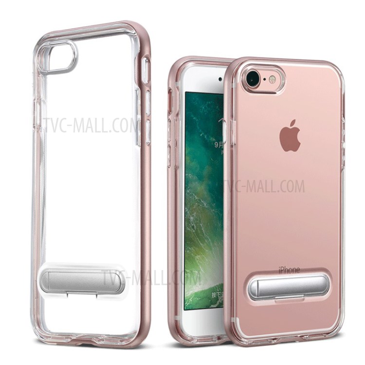 Klar TPU + PC Hybridhülle Mit Ständer Für Iphone Se (2. Generation) / 8/7 - Roségold-1
