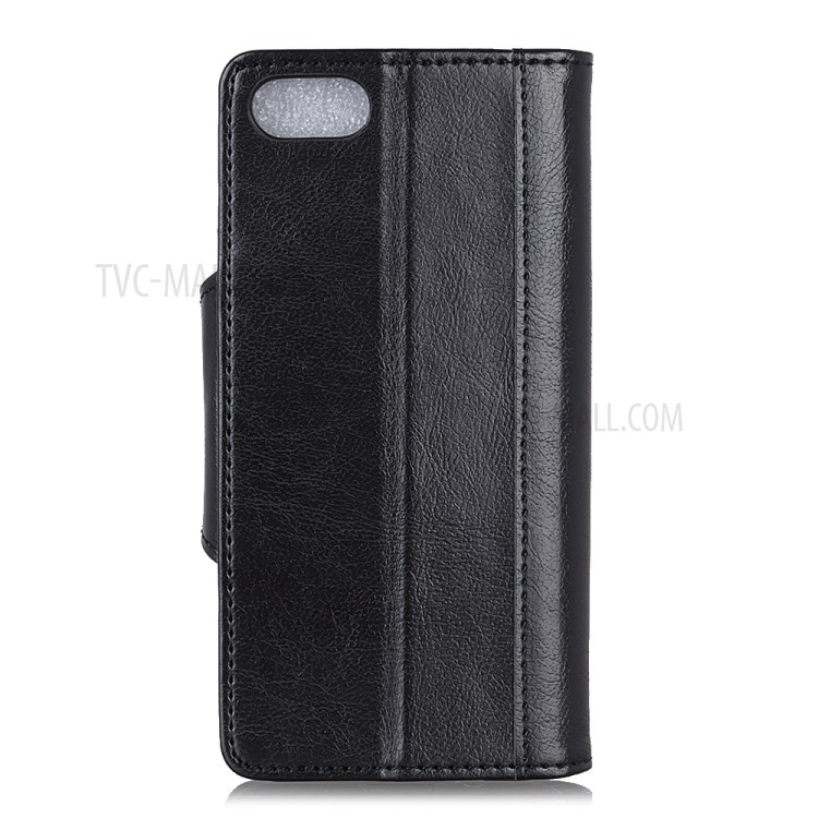 Glossy PU Leather Wallet Cell Phone Case for iPhone SE (2nd Generation) - Black-2