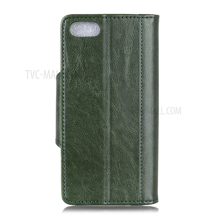 Glossy PU Leather Wallet Cell Phone Case for iPhone SE (2nd Generation)/8/7 - Green-2