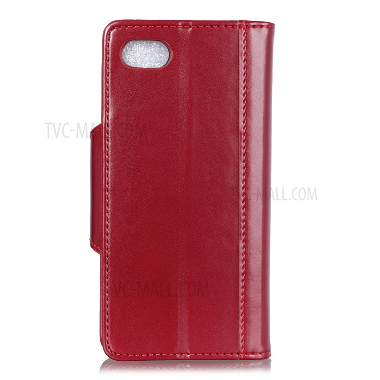 With Wallet Stand PU Leather Cell Phone Protective Case for iPhone SE (2nd Generation)/8/7 - Wine Red-2