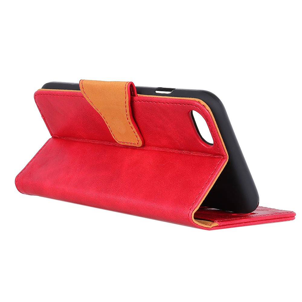Crazy Horse Wallet Leather Stand Case for iPhone SE (2nd Generation)/8/7 - Red-3