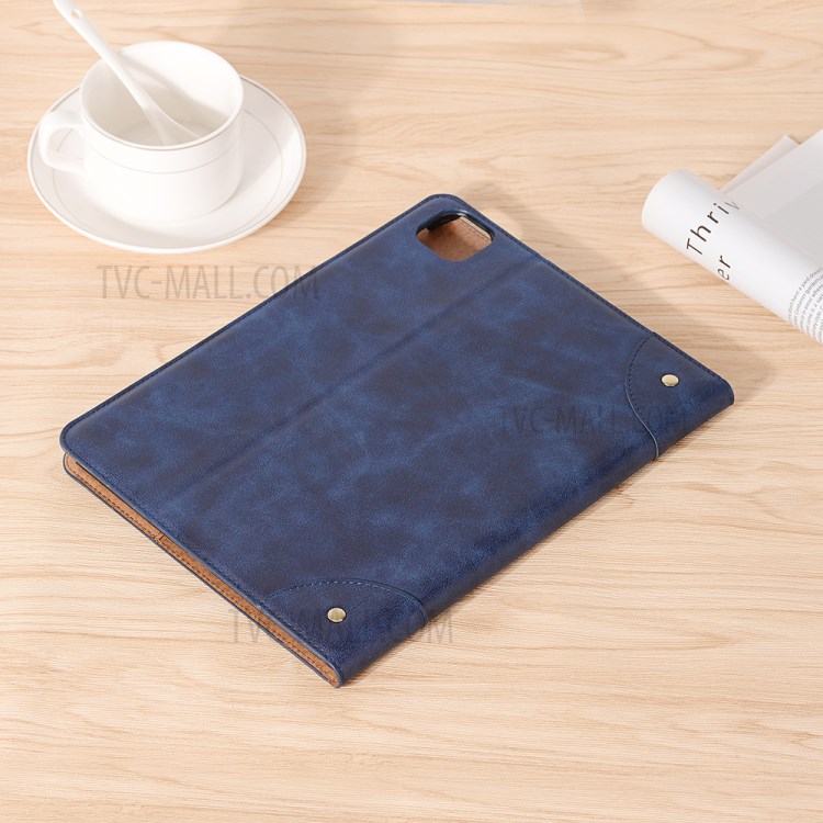 Auto Wake & Sleep Stand PU Leather Tablet Case with Card Holder for iPad Pro 11-inch (2020)/(2018) - Dark Blue-9