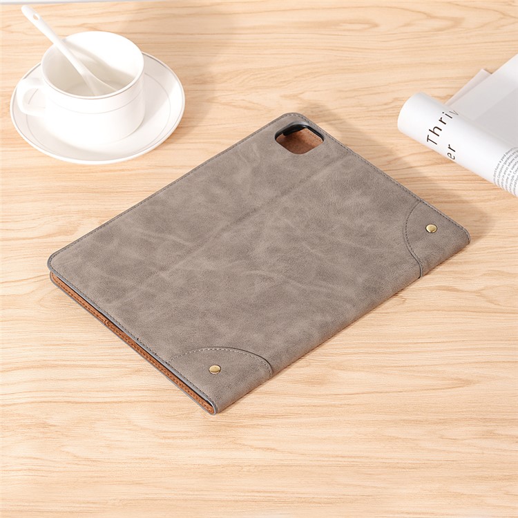 Auto Wake & Sleep Stand PU Leather Tablet Case with Card Holder for iPad Pro 11-inch (2020)/(2018) - Grey-9