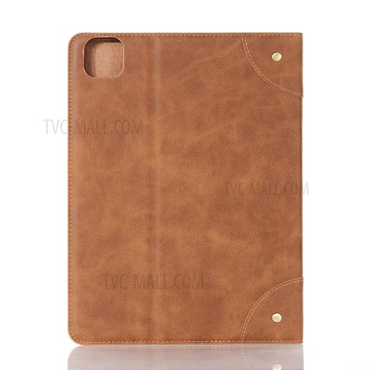 Auto Wake & Sleep Stand PU Leather Tablet Case with Card Holder for iPad Pro 11-inch (2020)/(2018) - Brown-2