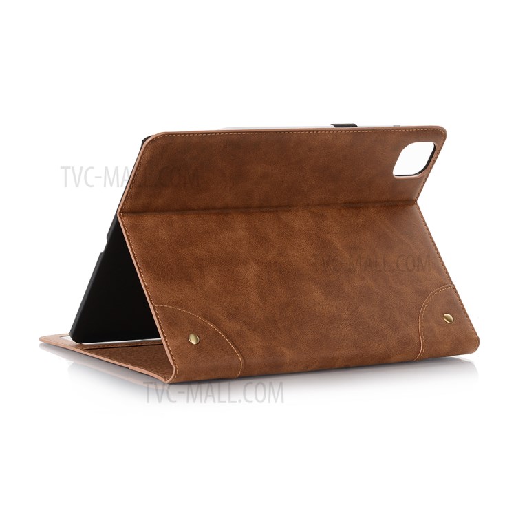 Auto Wake & Sleep Stand PU Leather Tablet Case with Card Holder for iPad Pro 11-inch (2020)/(2018) - Brown-3