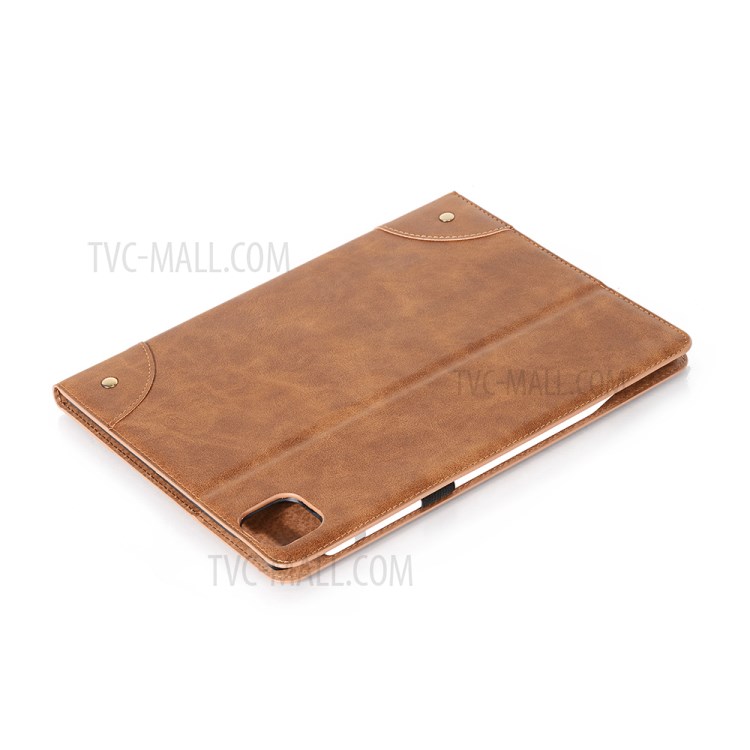 Auto Wake & Sleep Stand PU Leather Tablet Case with Card Holder for iPad Pro 11-inch (2020)/(2018) - Brown-5