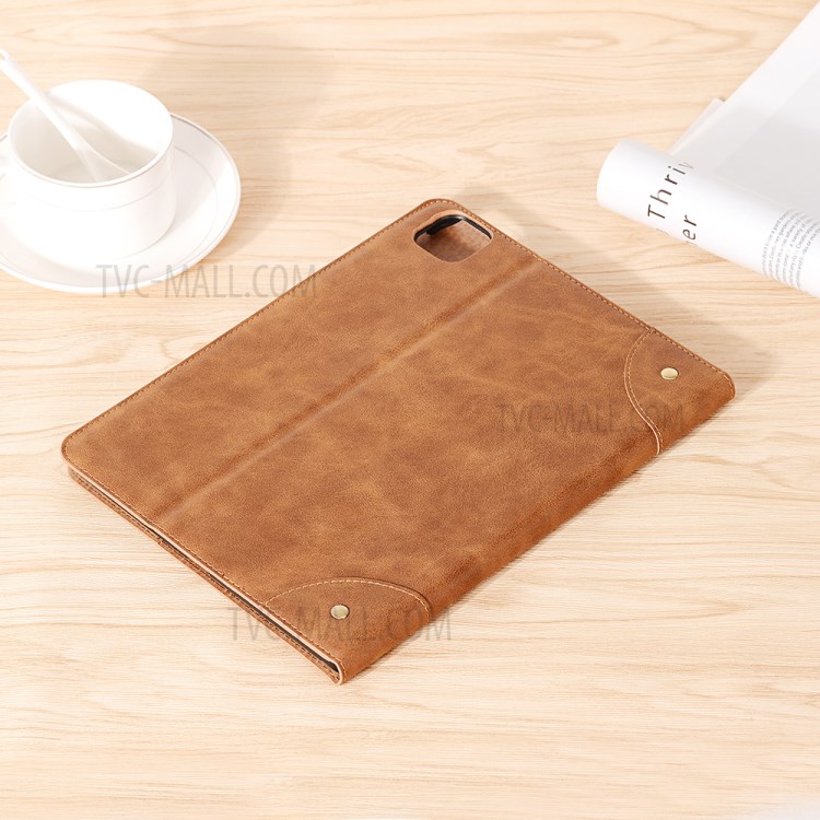 Auto Wake & Sleep Stand PU Leather Tablet Case with Card Holder for iPad Pro 11-inch (2020)/(2018) - Brown-8