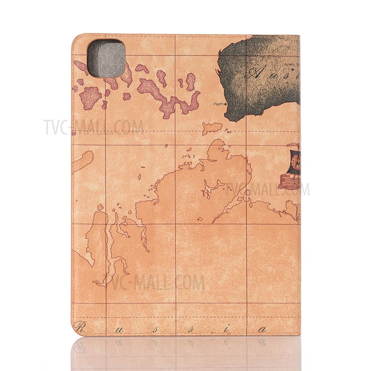Map Pattern Auto Sleep Stand PU Leather Tablet Cover with Card Holder for iPad Pro 11-inch (2020)/(2018) - Style B-2