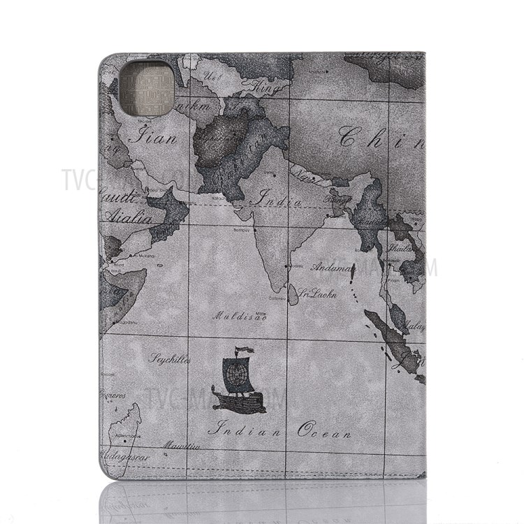 Map Pattern Auto Sleep Stand PU Leather Tablet Cover with Card Holder for iPad Pro 11-inch (2020)/(2018) - Style C-2