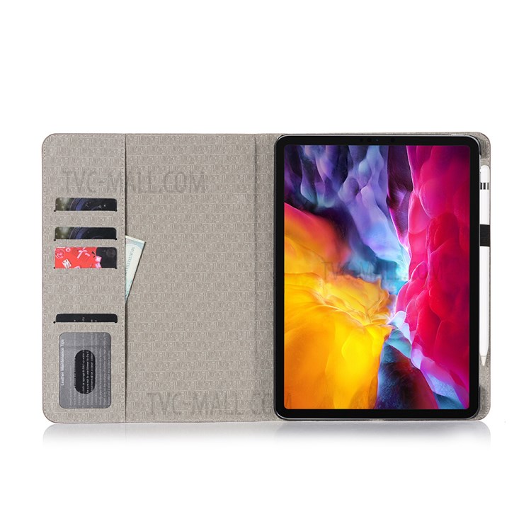 Cross Texture Splicing Leather Wallet Smart Cover for iPad Pro 11-inch (2020)/(2018) - Coffee-5
