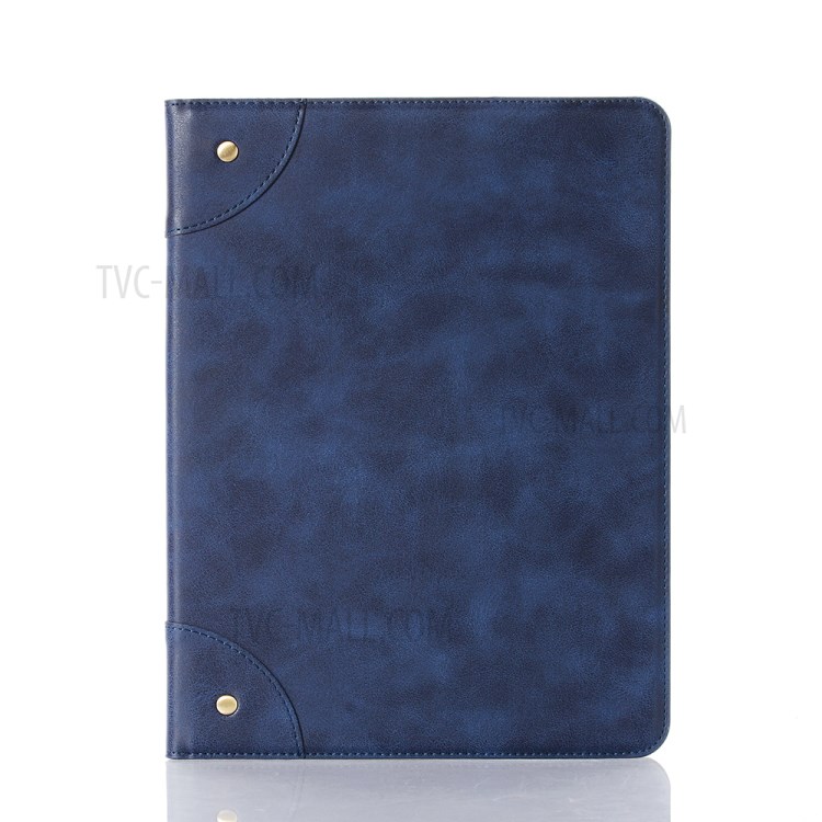 Retro Book Pattern Portefeuille en Cuir Smart Tablet Case Avec Support Pour Ipad Pro 12,9 Pouces (2020) - Bleu-2