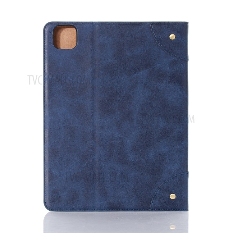 Retro Book Pattern Portefeuille en Cuir Smart Tablet Case Avec Support Pour Ipad Pro 12,9 Pouces (2020) - Bleu-3