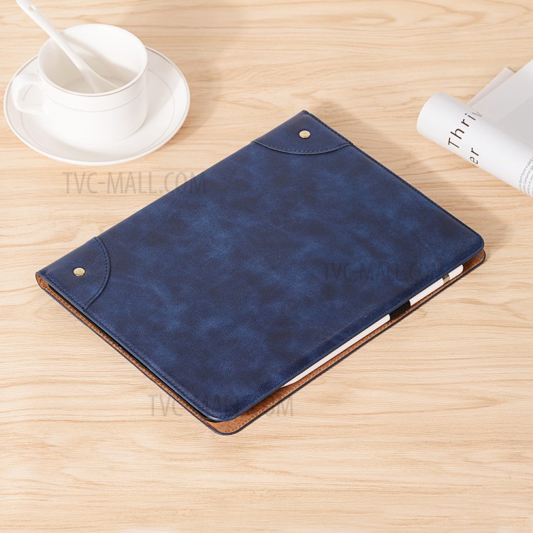 Retro Book Pattern Portefeuille en Cuir Smart Tablet Case Avec Support Pour Ipad Pro 12,9 Pouces (2020) - Bleu-9