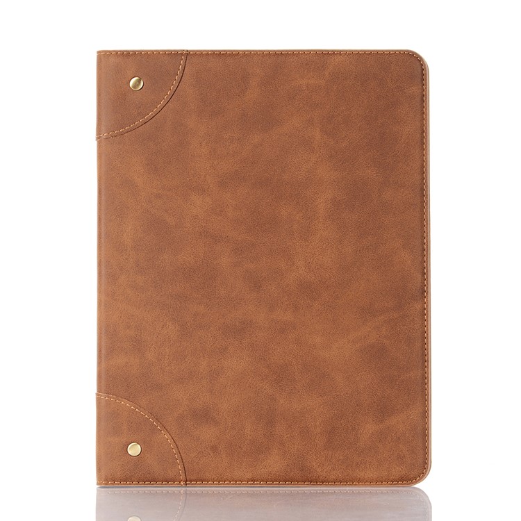 Retro Book Pattern Wallet Leather Smart Tablet Case with Stand for iPad Pro 12.9-inch (2020) - Brown-1