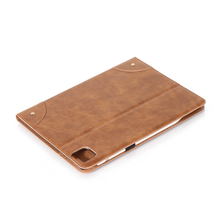 Retro Book Pattern Wallet Leather Smart Tablet Case with Stand for iPad Pro 12.9-inch (2020) - Brown-8