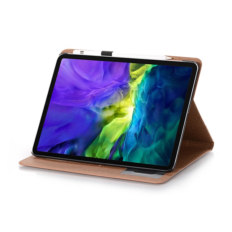 Retro Book Pattern Wallet Leather Smart Tablet Case with Stand for iPad Pro 12.9-inch (2020) - Brown-4
