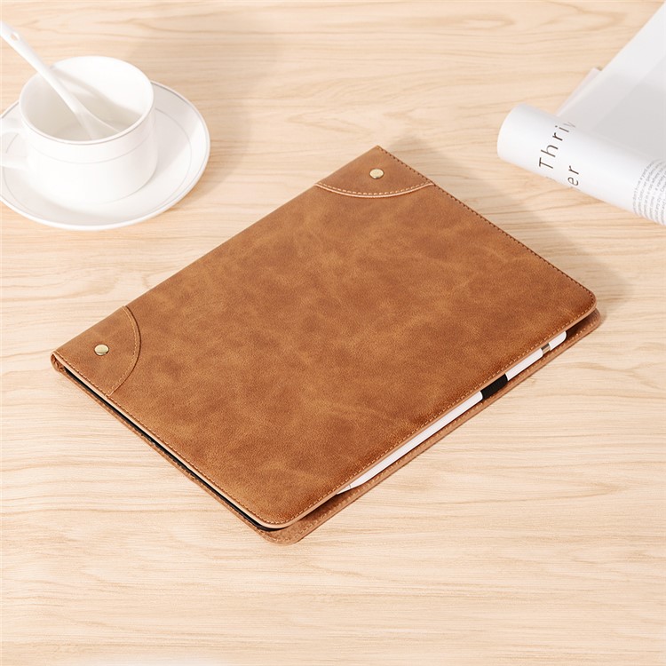 Retro Book Pattern Wallet Leather Smart Tablet Case with Stand for iPad Pro 12.9-inch (2020) - Brown-6