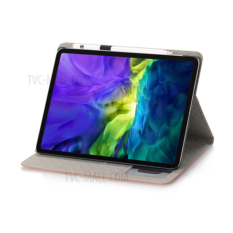 Map Pattern Auto Wake/Sleep Leather Wallet Tablet Shell for iPad Pro 12.9-inch (2020)/(2018) - Beige-4