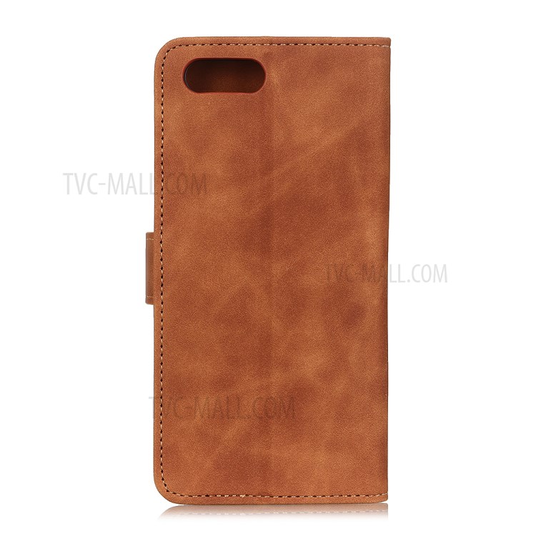 KHAZNEH Retro Leather Wallet Cover for iPhone SE (2nd Generation)/8/7 - Brown-2