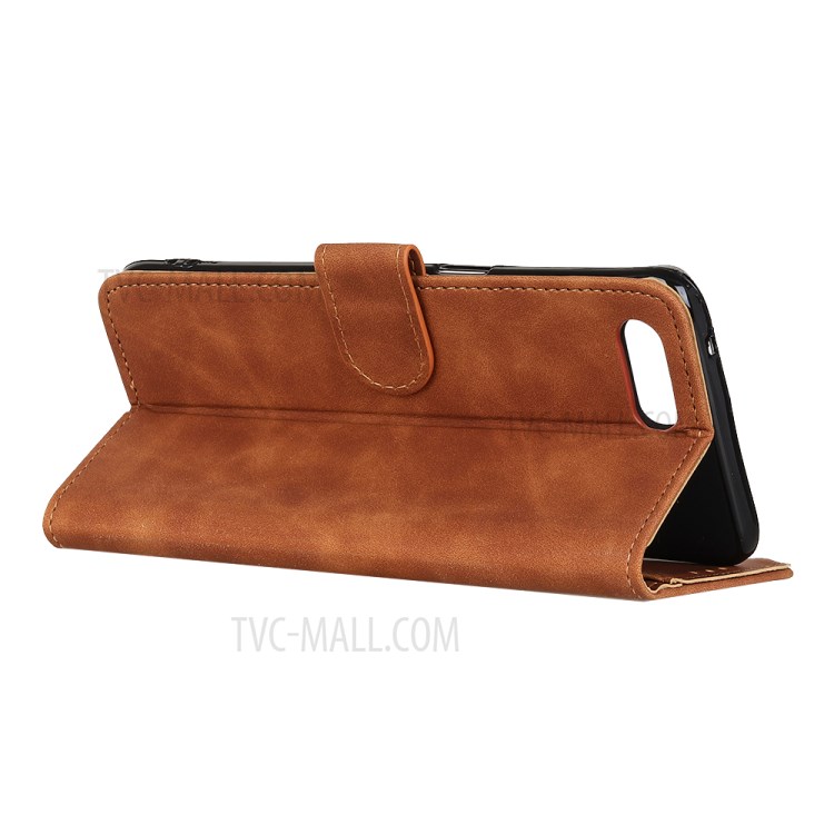 KHAZNEH Retro Leather Wallet Cover for iPhone SE (2nd Generation)/8/7 - Brown-3