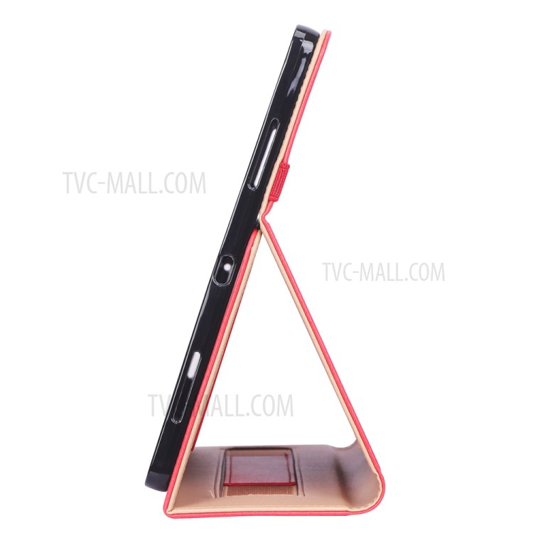 Leather Stand Card Holder Tablet Protective Case with Elastic Band for iPad Pro 12.9-inch (2020) - Red-6