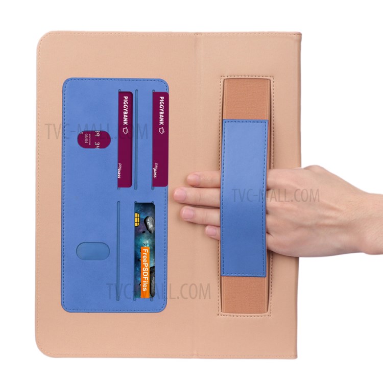 Leather Stand Card Holder Tablet Protective Case with Elastic Band for iPad Pro 12.9-inch (2020) - Blue-14