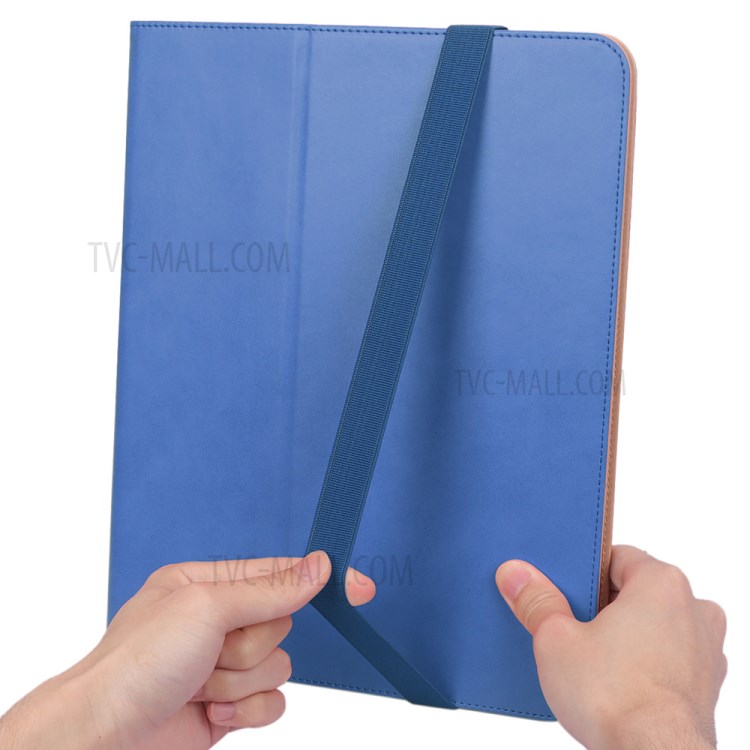Leather Stand Card Holder Tablet Protective Case with Elastic Band for iPad Pro 12.9-inch (2020) - Blue-15