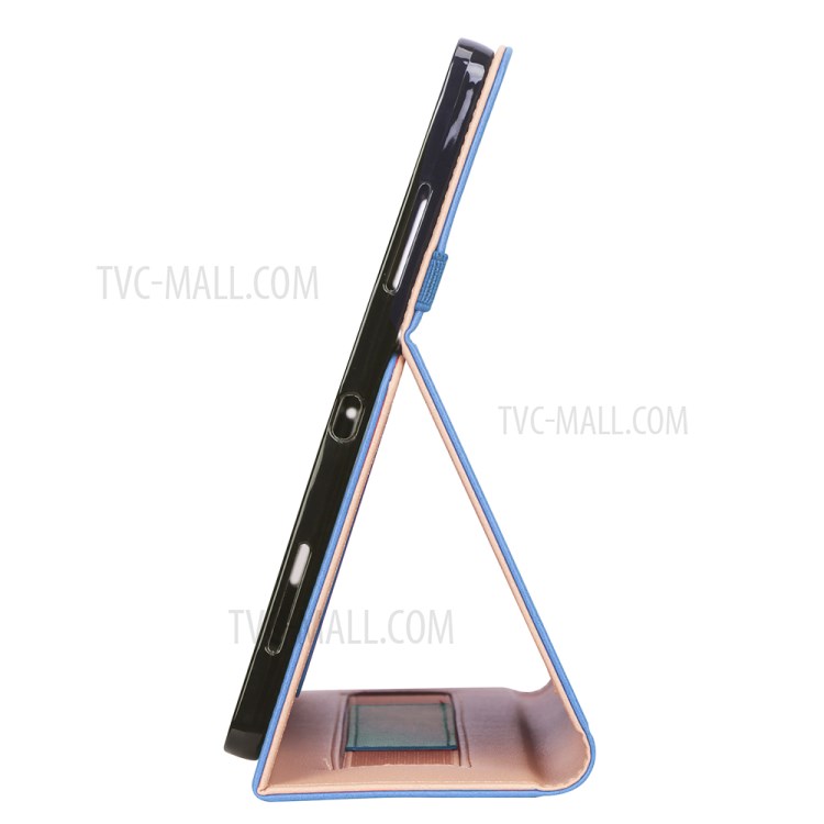 Leather Stand Card Holder Tablet Protective Case with Elastic Band for iPad Pro 12.9-inch (2020) - Blue-4