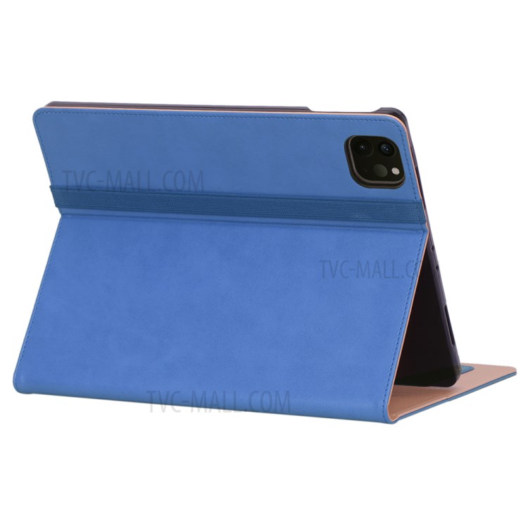 Leather Stand Card Holder Tablet Protective Case with Elastic Band for iPad Pro 12.9-inch (2020) - Blue-7