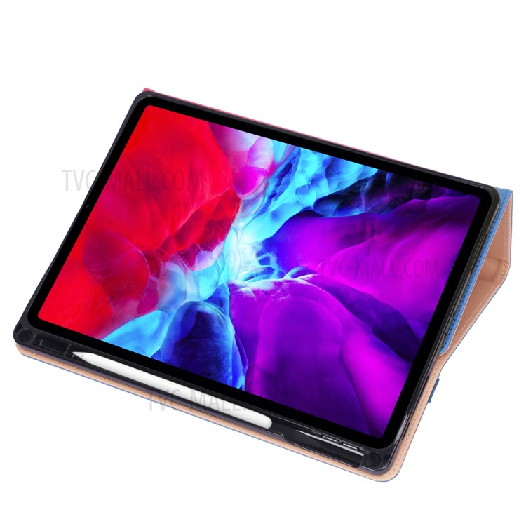 Leather Stand Card Holder Tablet Protective Case with Elastic Band for iPad Pro 12.9-inch (2020) - Blue-8