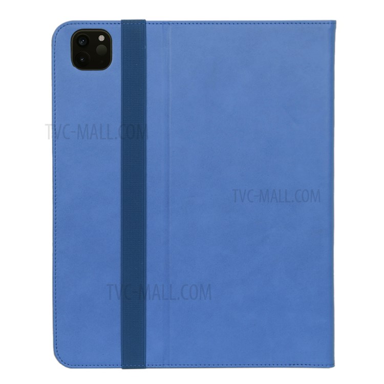 Leather Stand Card Holder Tablet Protective Case with Elastic Band for iPad Pro 12.9-inch (2020) - Blue-9