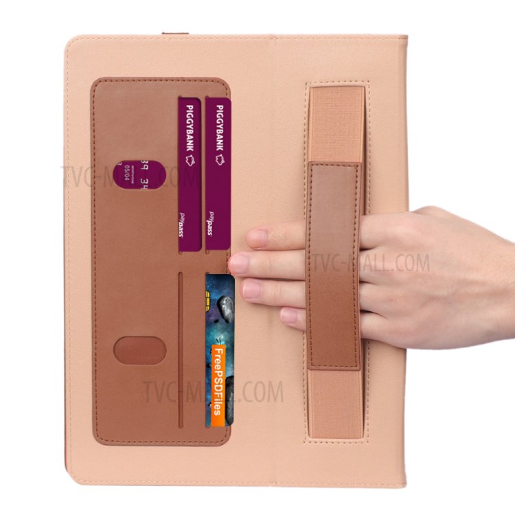 Leather Stand Card Holder Tablet Protective Case with Elastic Band for iPad Pro 12.9-inch (2020) - Brown-14