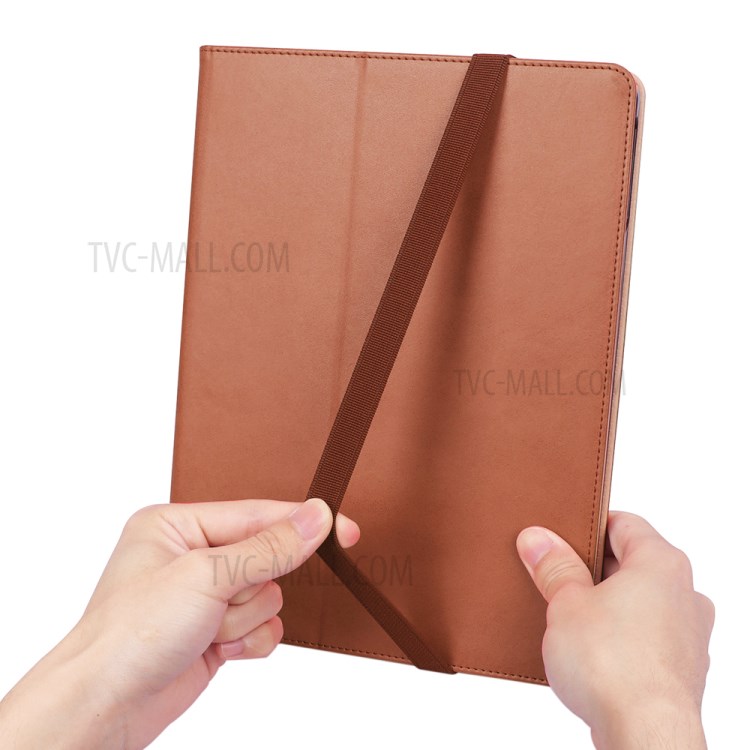 Leather Stand Card Holder Tablet Protective Case with Elastic Band for iPad Pro 12.9-inch (2020) - Brown-15