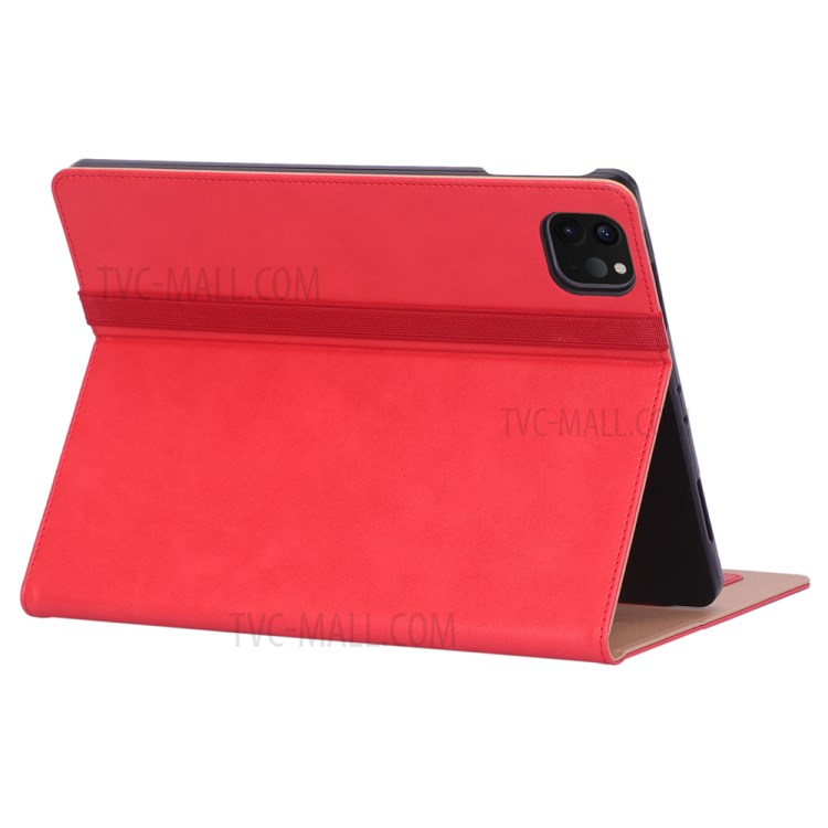 Leather Stand Card Holder Tablet Protective Cover with Elastic Band for iPad Pro 11-inch (2020) - Red-12