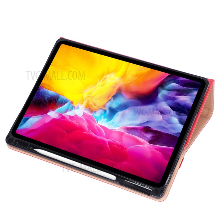 Leather Stand Card Holder Tablet Protective Cover with Elastic Band for iPad Pro 11-inch (2020) - Red-13