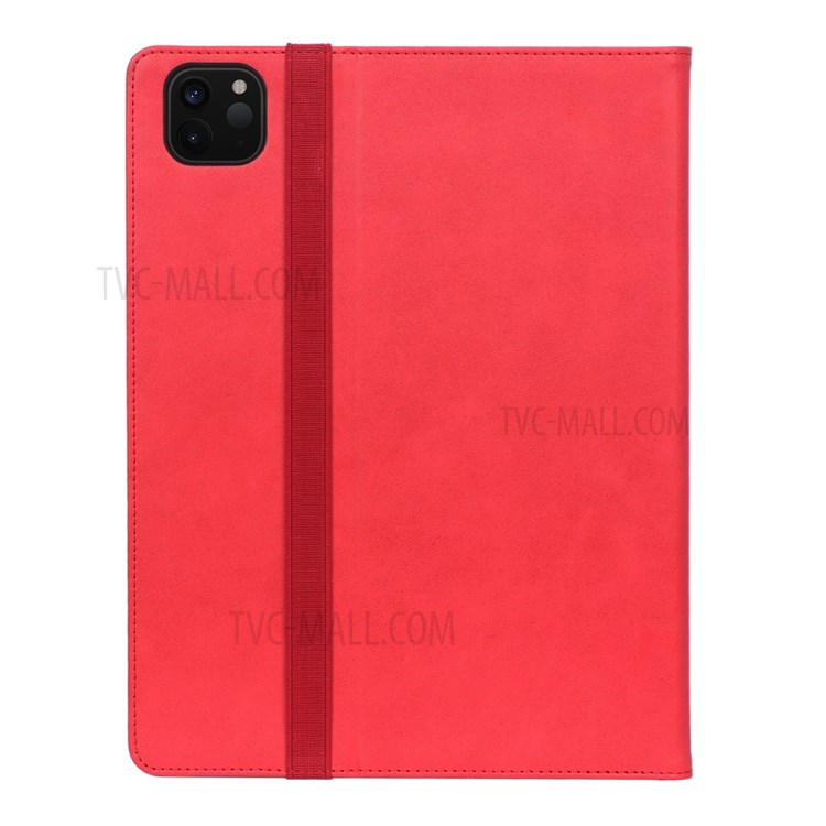Leather Stand Card Holder Tablet Protective Cover with Elastic Band for iPad Pro 11-inch (2020) - Red-3