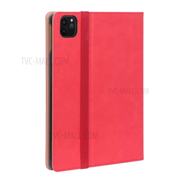 Leather Stand Card Holder Tablet Protective Cover with Elastic Band for iPad Pro 11-inch (2020) - Red-4