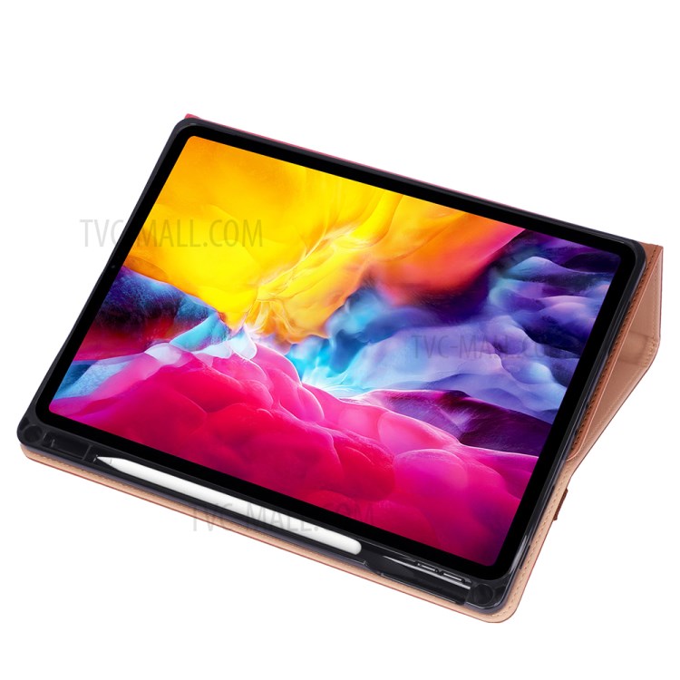 Leather Stand Card Holder Tablet Protective Cover with Elastic Band for iPad Pro 11-inch (2020) - Brown-13