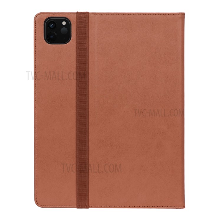 Leather Stand Card Holder Tablet Protective Cover with Elastic Band for iPad Pro 11-inch (2020) - Brown-3